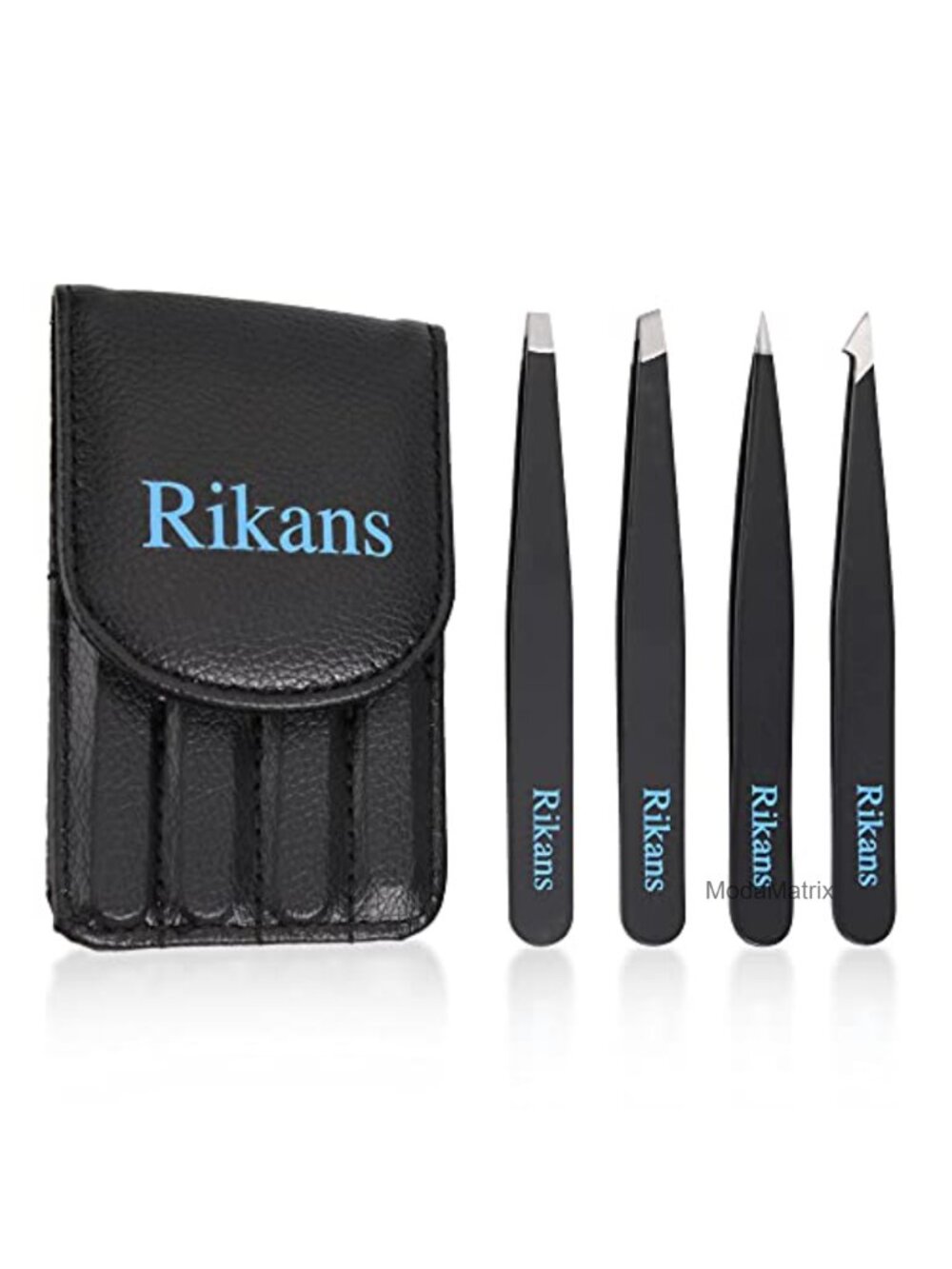 Precision Tweezers Set 4 Pack Stainless Steel Slant Pointed for Eyebrows